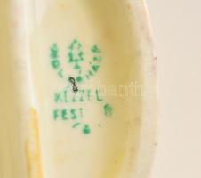 Hollóházi porcelán fanfáros fiú, kézzel festett, hibátlan, jelzett, m: 14 cm