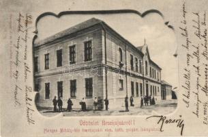 Érsekújvár, Nové Zamky; Flenger Mihály-féle római katolikus polgári leányiskola. Conlegner J. és fia kiadása / girl school. Art Nouveau