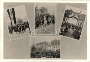 1938 Érsekújvár, Nové Zámky; bevonulás, Horthy Miklós, Mindent Vissza Érsekújvári Frontharcosok zászlóval / entry of the Hungarian troops, flag