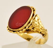 Régi, karneolköves arany pecsétgyűrű. 14K / Vintage 14 c gold ring with carneol gem. 5,44 g, size: 63