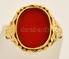 Régi, karneolköves arany pecsétgyűrű. 14K / Vintage 14 c gold ring with carneol gem. 5,44 g, size: 6...
