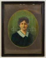 Vaszary jelzéssel: Női portré. Olaj, karton, üvegezett keretben, 48×37 cm