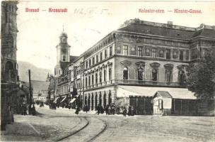 Brassó, Kronstadt, Brasov; Kolostor utca üzletekkel / street view with shops