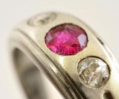 Jelzett, mesterjegyes, köves ezüst gyűrű, sérüléssel  / Silver ring  size: 65,  11,2 g