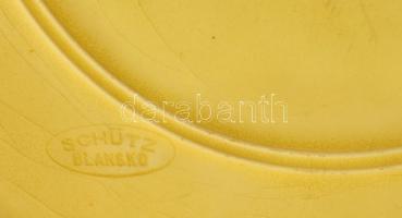 Schütz Blansko historizáló fali tál, kézzel festett mázas fajansz, jelzett, hajszál repedéssel, d:27...