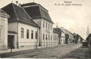 Fogaras, Fagaras; M. kir. állami polgári leányiskola, utca / girl school, street