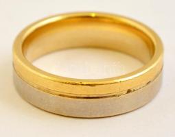 14 K fehérarany és arany jegy/eljegyzési gyűrű. Jelzett, egy brillel / White and yellow gold ring 4,96g size: 50