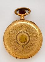 2 db régi, díszített 14 K-os arany női zsebóratok, egyik üveggel / 2 old gold pocket watch cases bru...