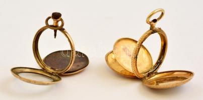 2 db régi, díszített 14 K-os arany női zsebóratok, egyik üveggel / 2 old gold pocket watch cases bru...
