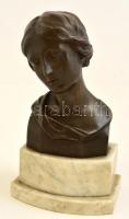 Ismeretlen alkotó: Charitas (Szeretet) női büszt. Bronz, márvány talapzaton, m:19 cm (26 cm)