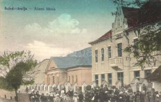 Szinérváralja, Seini; Állami elemi népiskola csoportképpel / school with group picture