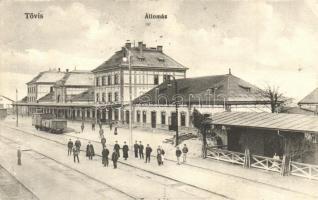 Tövis, Teius; vasútállomás, vágányok + Portó / Bahnhof / railway station with tracks (EK)