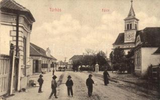 Türkös, Turches (Négyfalu, Sacele); Fő tér. W.L. Bp. 6100. / main square (fa)