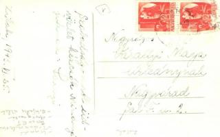 1943 Zilah, Zalau; Vigadó, Transsylvania Bank rt., Bikfalvi és Szabó üzlete, gyógyszertár / redoute,...