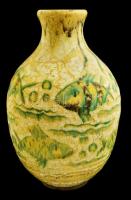 Gorka Géza (1894-1971): Halas váza. Kézzel festett repesztett mázas kerámia, jelzett (Nógrádverőce), apró máz hibával, m: 27,5 cm