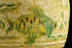 Gorka Géza (1894-1971): Halas váza. Kézzel festett repesztett mázas kerámia, jelzett (Nógrádverőce),...