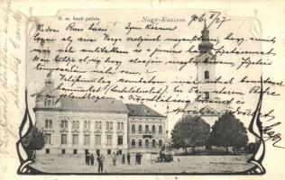 Nagykanizsa, Osztrák-Magyar bank palota, templom. Alt és Böhm kiadása, Art Nouveau (EK)