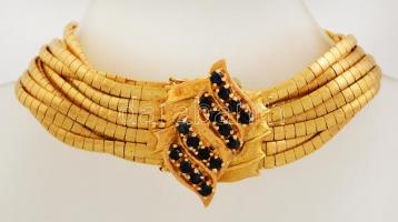 Több soros 18K arany karlánc. Jelzett, bőr tokkal. / 18 C massive gold bracelet with leather case 78,4 g 20 cm