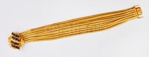 Több soros 18K arany karlánc. Jelzett, bőr tokkal.  / 18 C massive gold bracelet with leather case 7...