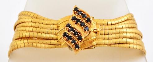 Több soros 18K arany karlánc. Jelzett, bőr tokkal.  / 18 C massive gold bracelet with leather case 7...