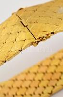 Többszínű fehér és sárga arany 18K arany karkötő. Jelzett, bőr tokkal.  / 18 C massive gold bracelet...