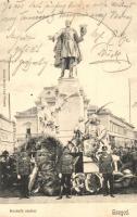 Szeged, Kossuth Lajos szobor leleplezése 1902. szeptember 19-én, csendőrök díszegyenruhában. Bartos Lipót kiadása