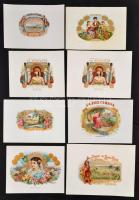 14 db szivardoboz címke, többségében lithók, dombonyomottak és aranyozottak,14x15 cm és 17x23 cm köz...