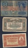 Kis korona tétel 1902-23. 20f (1x), 50f (1x), 1K (3x), 2K (8x), 10K (6x), 20K (4x), 100K (2x), 1000K...