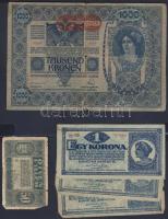 Kis korona tétel 1902-23. 20f (1x), 50f (1x), 1K (3x), 2K (8x), 10K (6x), 20K (4x), 100K (2x), 1000K...