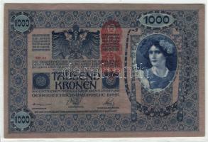 Ausztria/Osztrák-Magyar Bank 1902. 1000K rózsaszín papíron, piros, függőleges "Deutschösterreich" fny-sal T:II+ + 1902. 1000K piros, függőleges "Deutschösterreich" fny-sal T:III/IV