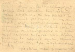 1944 Vogel István zsidó 101/952. KMSZ (közérdekű munkaszolgálatos) levele feleségének a selypi munka...