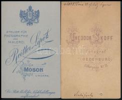 cca  1860-1880 2 db vizitkártya mosoni és soproni magyar fotósok műterméből