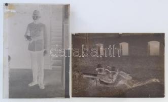 cca 1910 2 db katonákat és golyószórót ábrázoló üvegnegatív / 2 military glass photos 9x12 cm