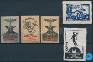 1936 Budapesti Nemzetközi Vásár 3 db és a TIKÁV Debrecen 2 db levélzáró