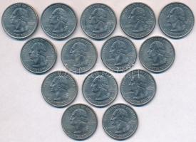 Amerikai Egyesült Államok 1999-2004. 25c Cu-Ni "50 állam" (14xklf) T:2 
USA 1999-2004. 25...