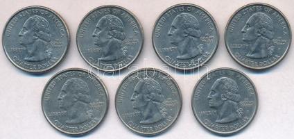 Amerikai Egyesült Államok 1999-2004. 25c Cu-Ni "50 állam" (7xklf) T:2 
USA 1999-2004. 25 ...