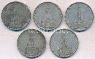 Német Harmadik Birodalom 1935A 5M Ag "Náci hatalom első évfordulója" (5x) T:2,2-
German T...
