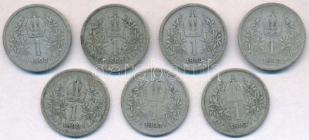 Ausztria 1893. 1K Ag "Ferenc József" (7xklf) T:3 
Austria 1893. 1 Corona Ag "Franz J...
