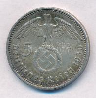 Német Harmadik Birodalom 1936A 5M Ag "Hindenburg" T:2 
German Third Reich 1936A 5 Mark Ag...