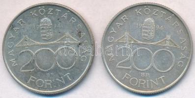 1994. 200Ft Ag "Deák" (2x) T:2 patina