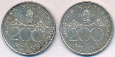 1994. 200Ft Ag "Deák" (2x) T:2 patina