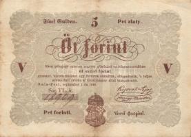 1848. 5Ft "Kossuth bankó" barna T:III+