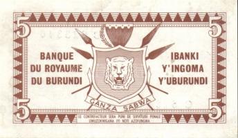 Burundi 1964.12.01. 5Fr T:I