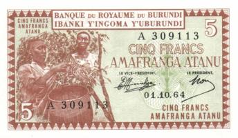 Burundi 1964.10.01. 5Fr T:I
