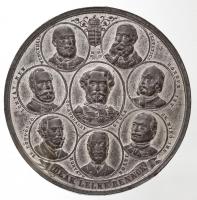 August Kleeberg 1867. I. Ferenc József budai koronázására Sn emlékérem. LELJE NÉPE BOLDOGSÁGÁN ÖRÖMET, HÍR, SZERENCSE KOSZORÚZZA SZENT FEJÉT / DEÁK EMLÉKE BENNÖK (49,43g/52mm) T:1-,2 / Hungary 1867. For the Coronation of Franz Josef Sn commemorative medallion. Sign.: A. Kleeberg (49,43g/52mm) C:AU,XF  Montenuovo 2725.