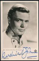 Karlheinz Böhm (1928-2014) osztrák színész, a Sissi-filmekben Ferenc József megformálója aláírása őt magát ábrázoló fotólapon