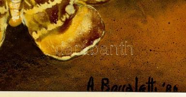 Adriano Boccaletti (1937-2002): Pillangó. Tűzzománc, rézlap, jelzett, keretben, 19×19 cm