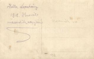 1918 Lemhény, Lemnia; Osztrák-magyar katonák ünnepelnek húsvét második napján, katona harmonikával, ...