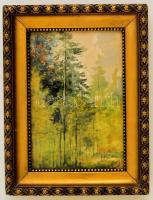 Olvashatatlan jelzéssel: Erdőrészlet. Akvarell, papír, üvegezett keretben, 16×11 cm