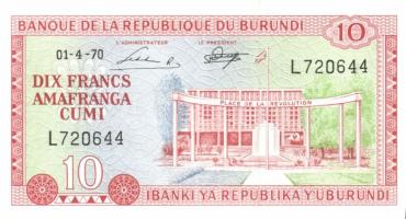 Burundi 1970.4.01. 10Fr + 1977.7.01. 20Fr + 1989.10.01. 20Fr T:I